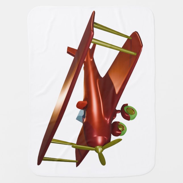 Fun Red Bi-plane Aviation Aerospace Flight Baby Blanket (Front)