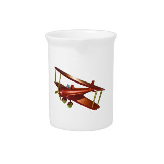 Fun Red Bi-plane Aviation Aerospace Flight Beverage Pitcher