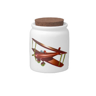 Fun Red Bi-plane Aviation Aerospace Flight Candy Jar
