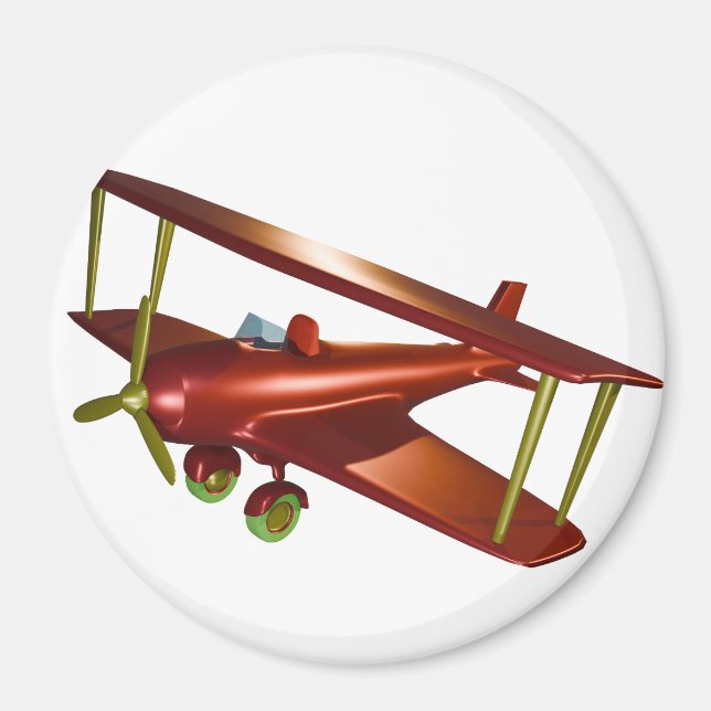 Fun Red Bi-plane Aviation Aerospace Flight Magnet (Front)