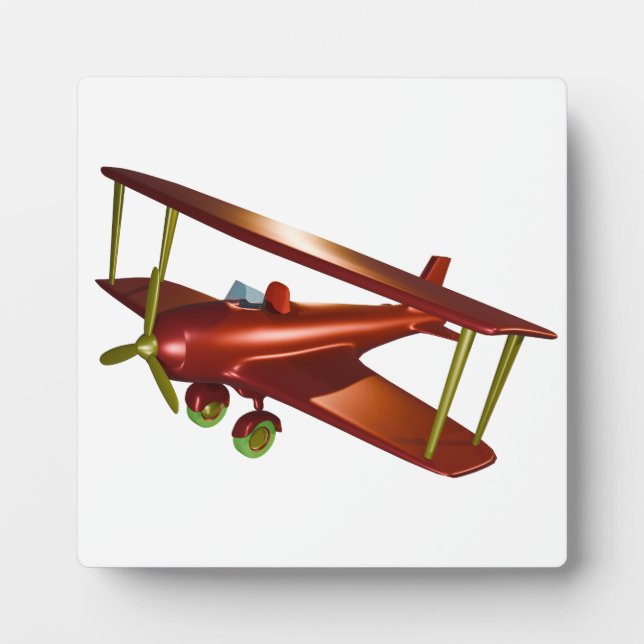 Fun Red Bi-plane Aviation Aerospace Flight Plaque (Front)