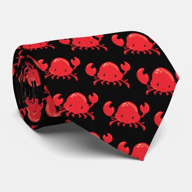 Fun Red black beach crab tie (Rolled)