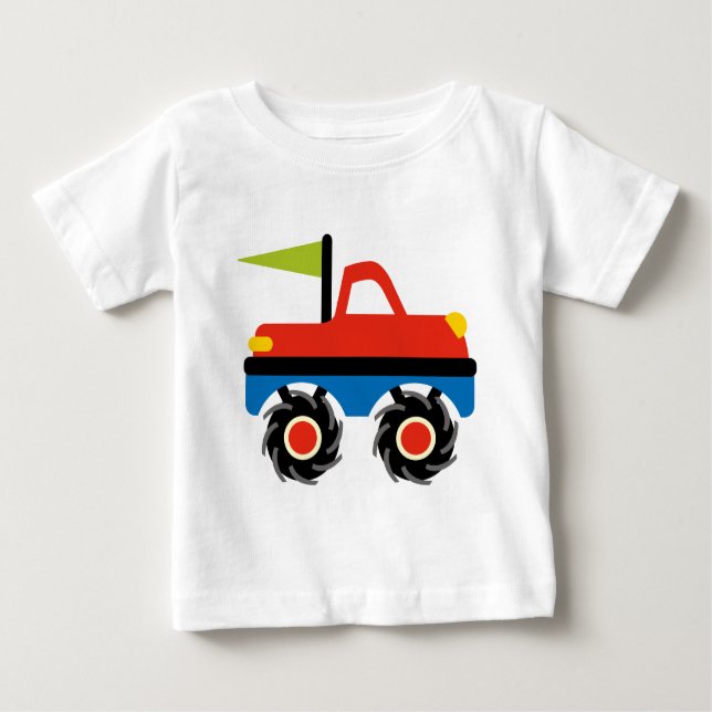 Fun Red Blue Monster Truck Shirts (Front)
