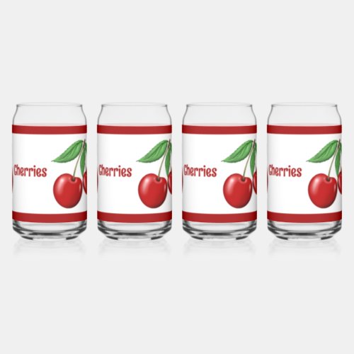Fun Red Cherries Personalized Can Glass