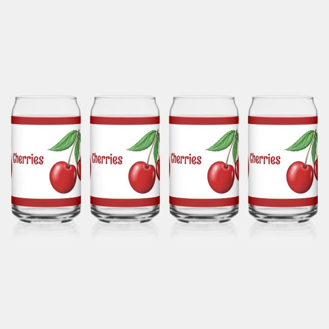 Fun Red Cherries Personalized Can Glass (Left)