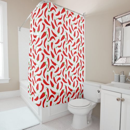 Fun Red Chilli Pepper Shower Curtain