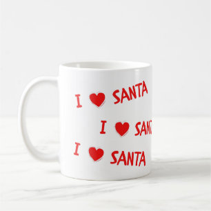 Fun Red Christmas I Love Santa Heart Coffee Mug