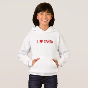 Fun Red Christmas I Love Santa Heart Girl Hoodie