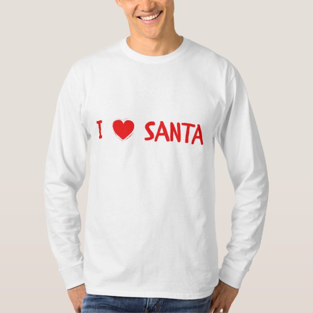 Fun Red Christmas I Love Santa Heart Man T-Shirt (Front)