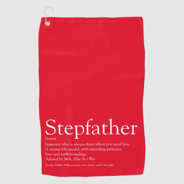 Fun Red Cool World's Best Stepfather Stepdad Golf Towel (Front)