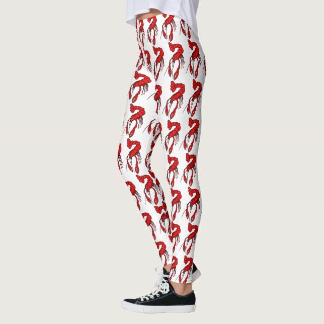 Fun Red Crawfish Design Leggings (Left)