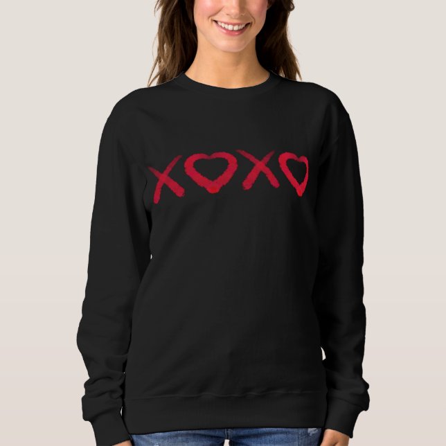 Fun red distressed XOXO love kisses Sweatshirt (Front)