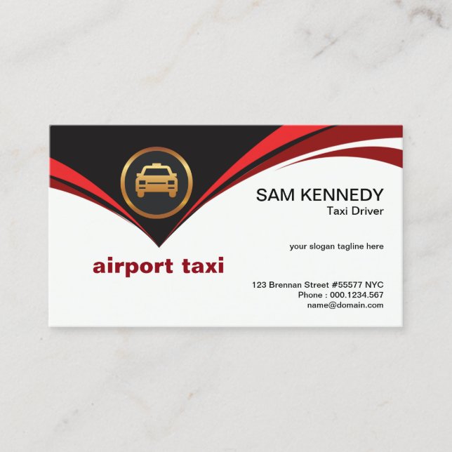 Fun Red Flying Cape Airport Taxi Service Business Card (Front)