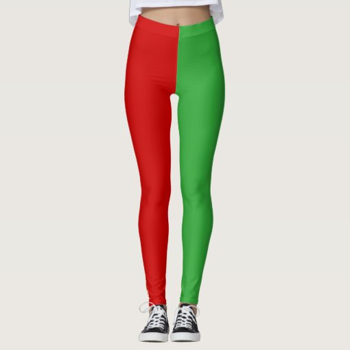 Fun Red Green Elf Elves Costume Christmas Holiday Leggings | Zazzle