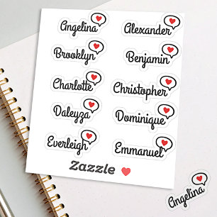  Fun Red Heart Speech Bubble Guest List 10 Names Sticker