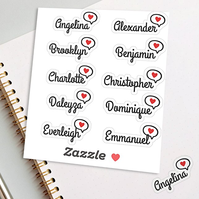  Fun Red Heart Speech Bubble Guest List 10 Names Sticker (Creator Uploaded)