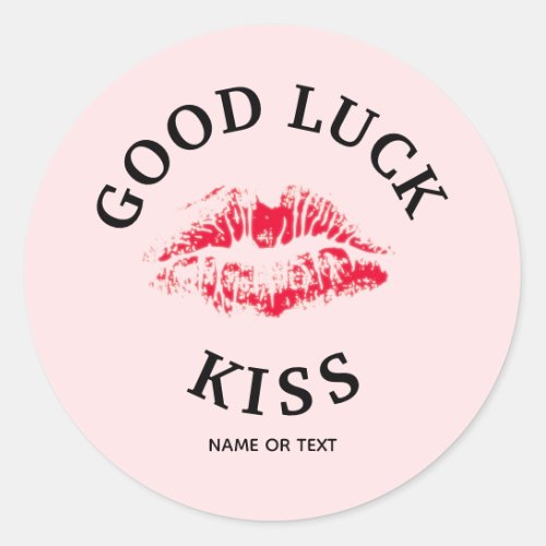 Fun Red Lipstick Kiss Valentines Day Personalized Classic Round Sticker