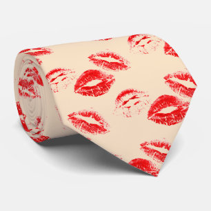 FUN! Red Lipstick Prints Neck Tie