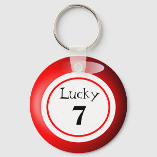 Fun Red Lucky Number Bingo Ball Theme Keychain