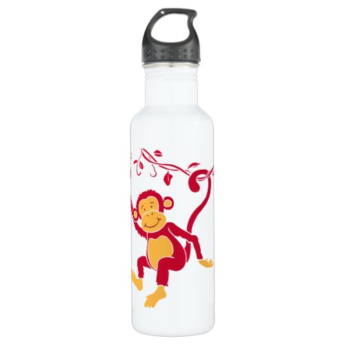 Fun red monkey kids personalized stainless steel water bottle