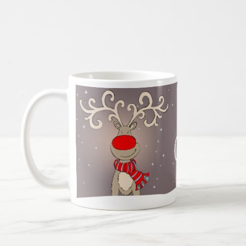 Fun red_nosed reindeer Happy Christmas mug