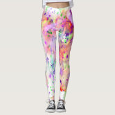 Energetic Expressive Hot Pink Paint Splatter Leggings