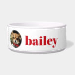 Fun Red Paw Prints Personalized Dog Photo Bowl<br><div class="desc">Paw Prints Personalized Dog Photo design.</div>