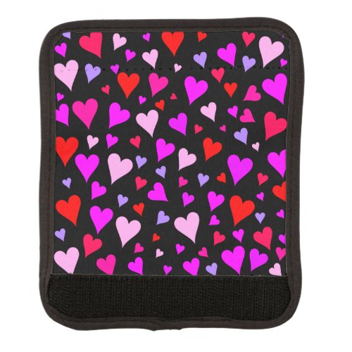 Fun Red Pink Purple  Magenta Hearts Pattern Luggage Handle Wrap