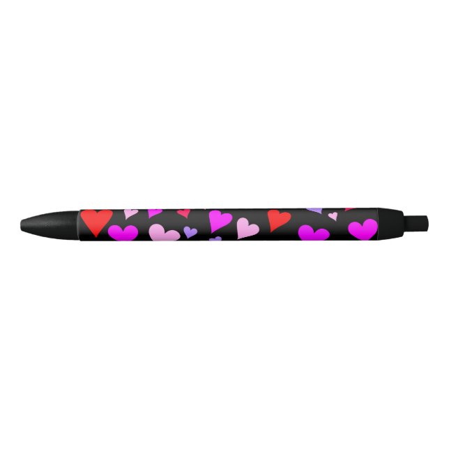 Fun Red, Pink, Purple & Magenta Hearts Pattern Pen (Front)