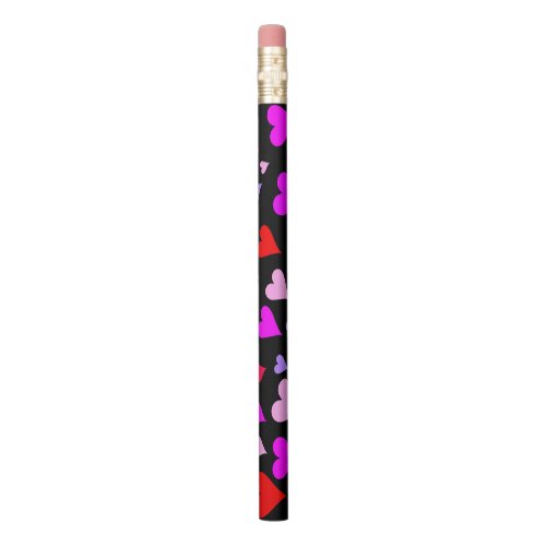 Fun Red Pink Purple  Magenta Hearts Pattern Pencil