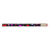 Fun Red, Pink, Purple & Magenta Hearts Pattern Pencil (Rotated 270)