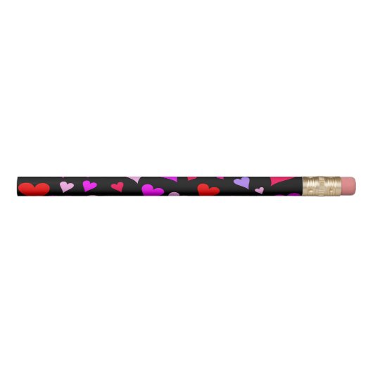 Fun Red, Pink, Purple & Magenta Hearts Pattern Pencil (Rotated 270)
