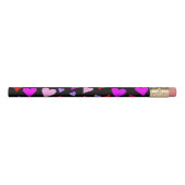 Fun Red, Pink, Purple & Magenta Hearts Pattern Pencil (Rotated 90)