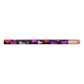Fun Red, Pink, Purple & Magenta Hearts Pattern Pencil (Front)