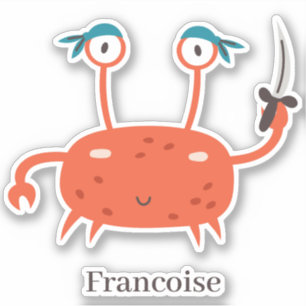 Fun red pirate crab sword bandana personalize sticker