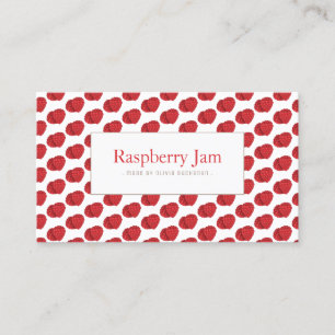 Fun Red Realistic Raspberry Pattern Business Card