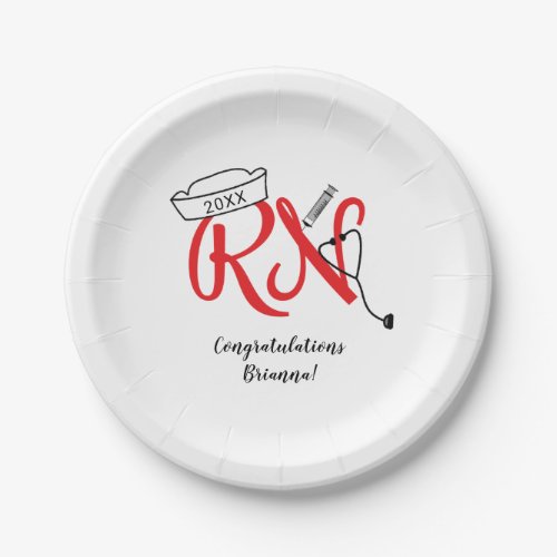 Fun red RN graduation party decor Paper Plates