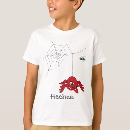 Fun red spider and fly kids t_shirt