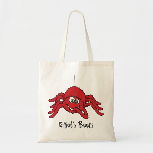 Fun red spider kids named id library tote bag