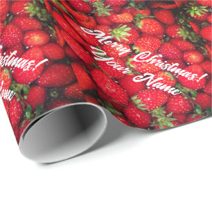 Fun red strawberry custom Christmas wrapping paper