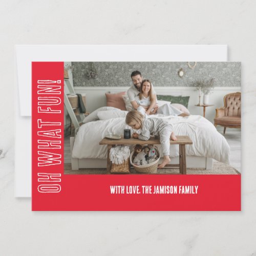 Fun Red Typography Christmas Photo  Holiday Card