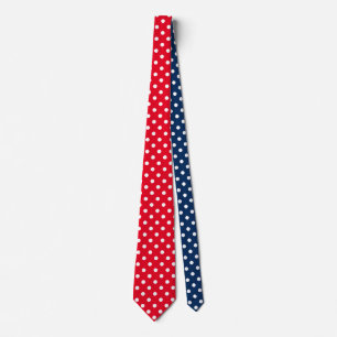 Fun red white and blue polka dots pattern neck tie