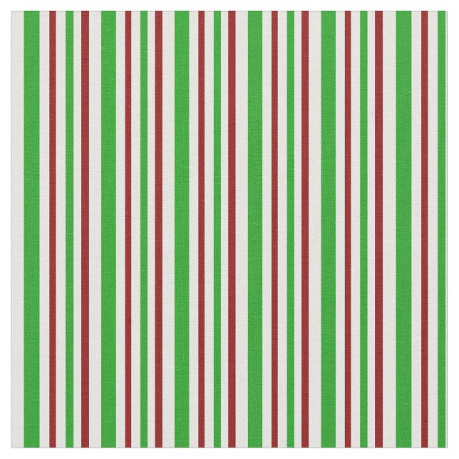Fun Red, White, Green Christmas-Inspired Lines Fabric (Close Up)
