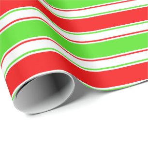 Fun Red, White, Green Christmas-Inspired Pattern Wrapping Paper