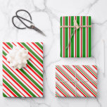 [ Thumbnail: Fun Red, White, Green Christmas-Inspired Patterns Wrapping Paper Sheets ]