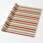 [ Thumbnail: Fun Red, White, Green Colored Christmas-Inspired Wrapping Paper ]