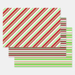 [ Thumbnail: Fun Red, White, Green Colored Christmas-Inspired Wrapping Paper Sheets ]