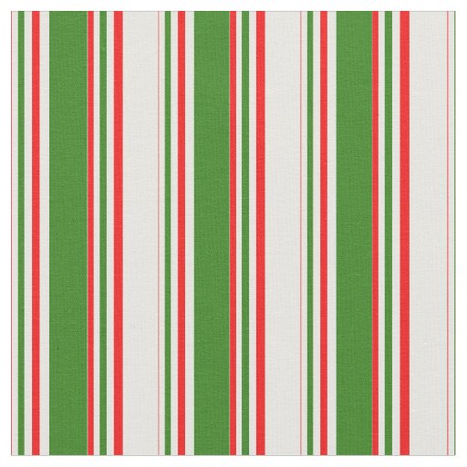 Fun Red, White, Green Striped Pattern Fabric