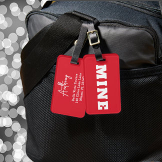 Fun Red White MINE Personalized Luggage Tag