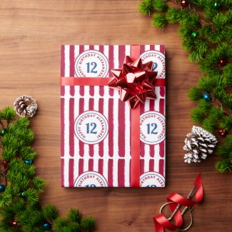 Fun Red  White Popcorn Stripes Watercolor Pattern